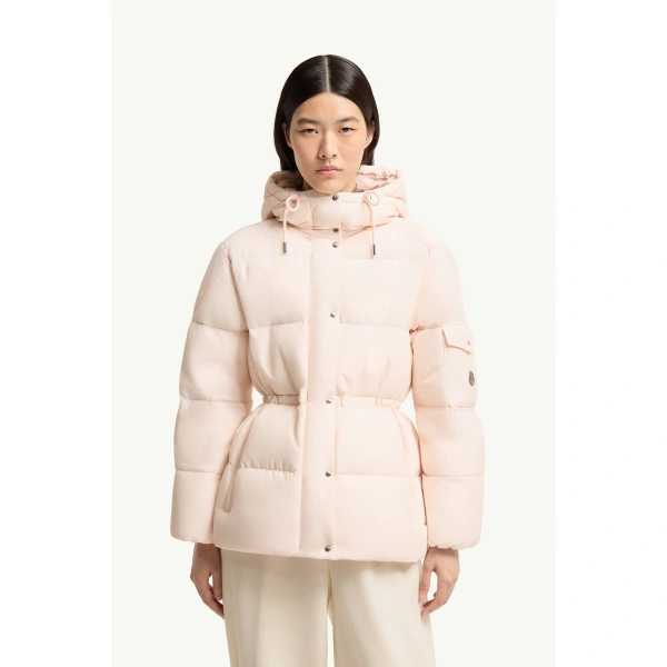 Moncler Himalaya Hooded Short Down Jacket in Light Pink, view 4 | Women's Puffer Jackets | Coveti