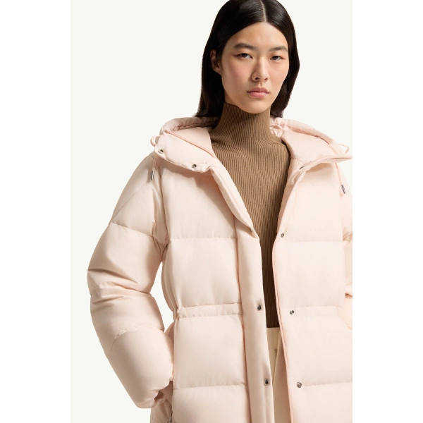 Moncler Himalaya Hooded Short Down Jacket in Light Pink, view 6 | Women's Puffer Jackets | Coveti