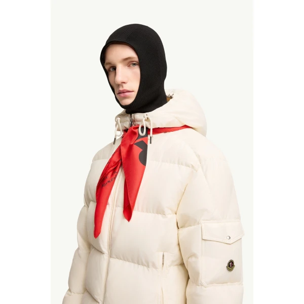 Moncler Himalaya Hooded Short Down Jacket in White Ivory, view 3 | Men's Jackets | Coveti