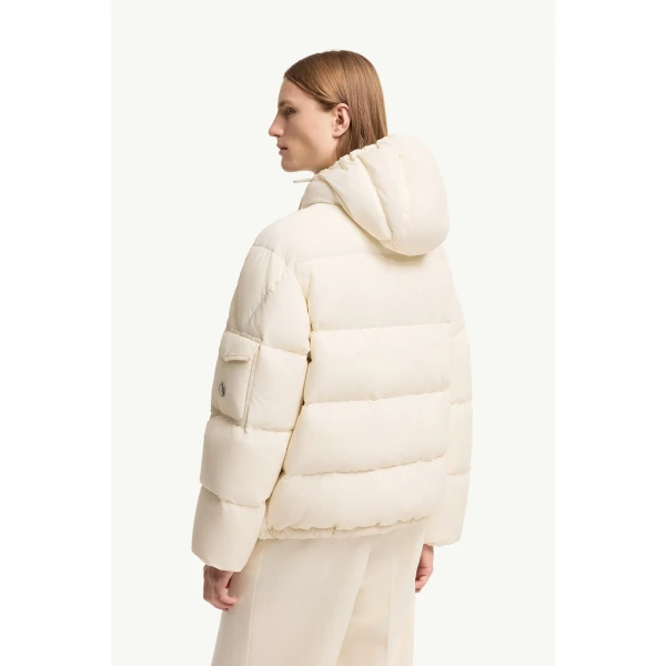 Moncler Himalaya Hooded Short Down Jacket in White Ivory, view 5 | Men's Jackets | Coveti