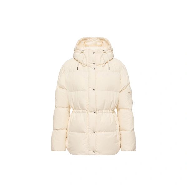 Himalaya Hooded Short Down Jacket in White Ivory