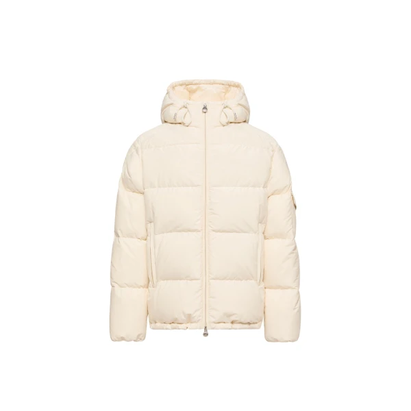 Moncler Himalaya Hooded Short Down Jacket in White Ivory | Men's Jackets | Coveti