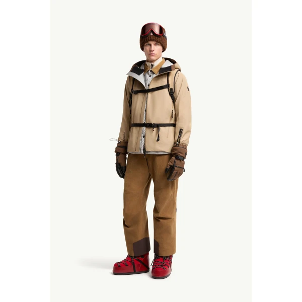 Moncler Hinterburgs Hooded GORE-TEX Ski Shell Jacket in Beige, view 2 | Men's Skiwear | Coveti