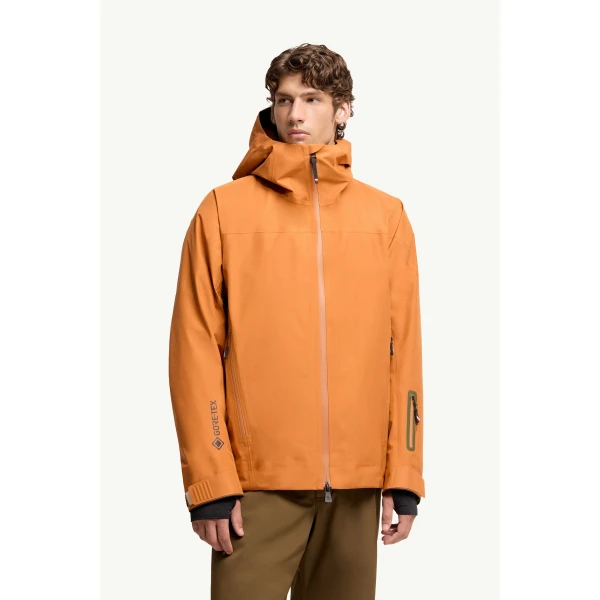 Moncler Hinterburgs Hooded GORE-TEX Ski Shell Jacket in Orange, view 4 | Men's Skiwear | Coveti