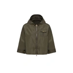 Moncler Hooded Cape in Olive Green | Women's Cape Coats | Coveti