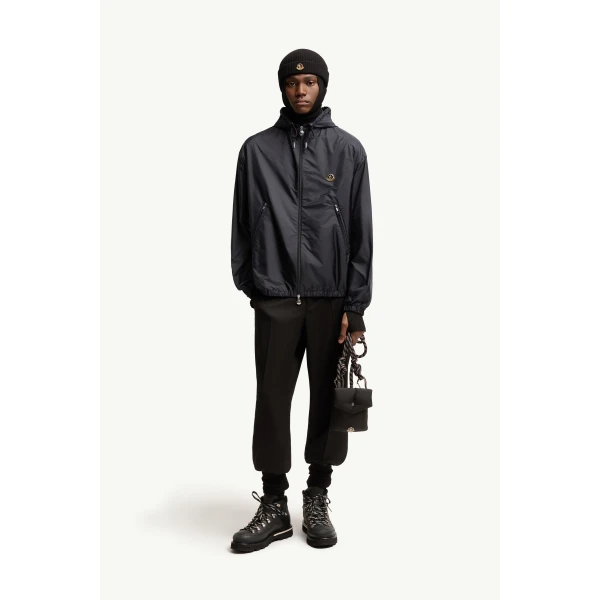 Moncler Hooded Windbreaker in Dark Blue, view 2 | Men's Jackets | Coveti