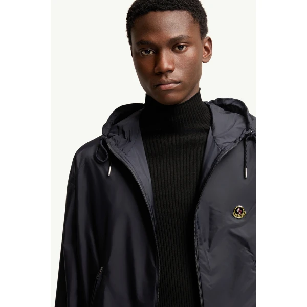Moncler Hooded Windbreaker in Dark Blue, view 6 | Men's Jackets | Coveti