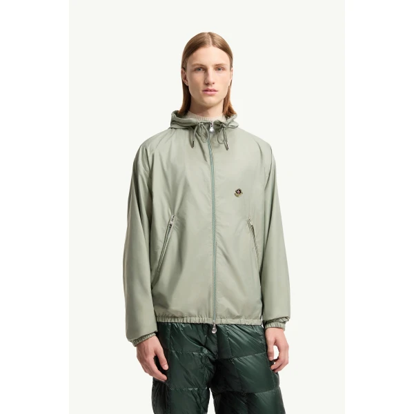 Moncler Hooded Windbreaker in Light Green, view 4 | Men's Jackets | Coveti