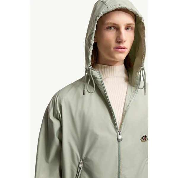 Moncler Hooded Windbreaker in Light Green, view 6 | Men's Jackets | Coveti