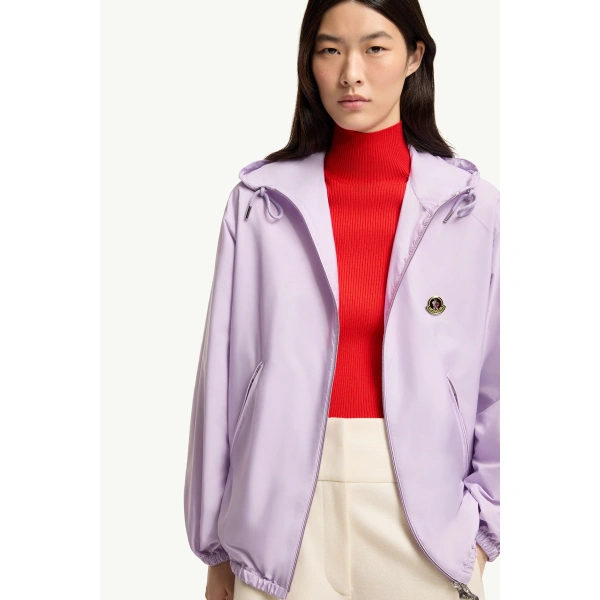 Moncler Hooded Windbreaker in Lilac, view 6 | Women's Jackets | Coveti