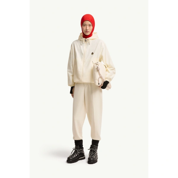 Moncler Hooded Windbreaker in White, view 2 | Women's Jackets | Coveti