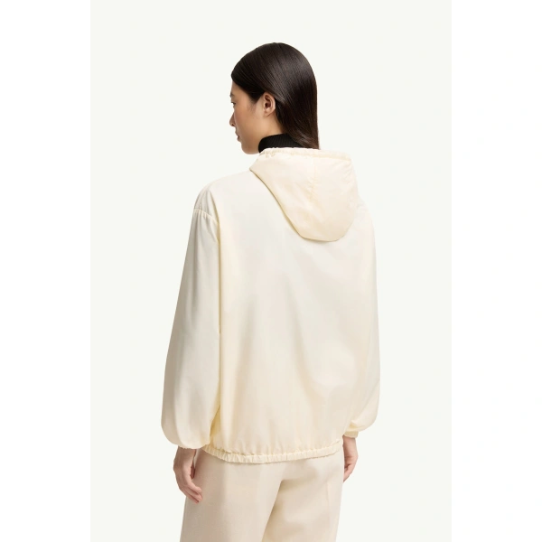 Moncler Hooded Windbreaker in White, view 5 | Women's Jackets | Coveti