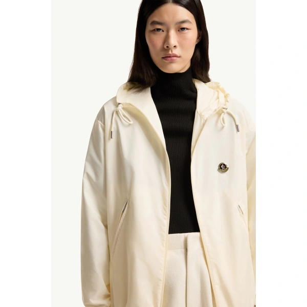Moncler Hooded Windbreaker in White, view 6 | Women's Jackets | Coveti