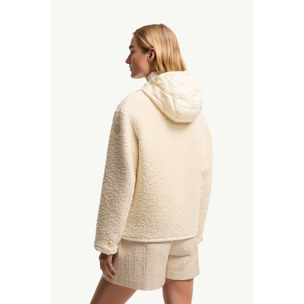 Moncler Hylesine 3-in-1 Wool & Cotton Blend Short Down Jacket in White Ivory, view 5 | Women's Puffer Jackets | Coveti