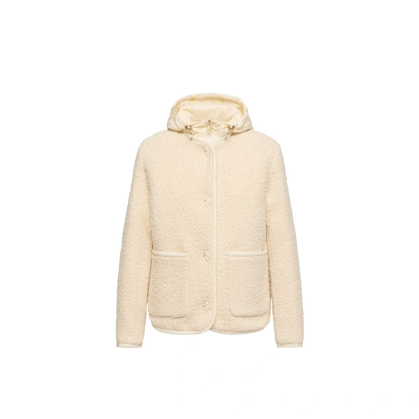 Hylesine 3-in-1 Wool & Cotton Blend Short Down Jacket in White Ivory