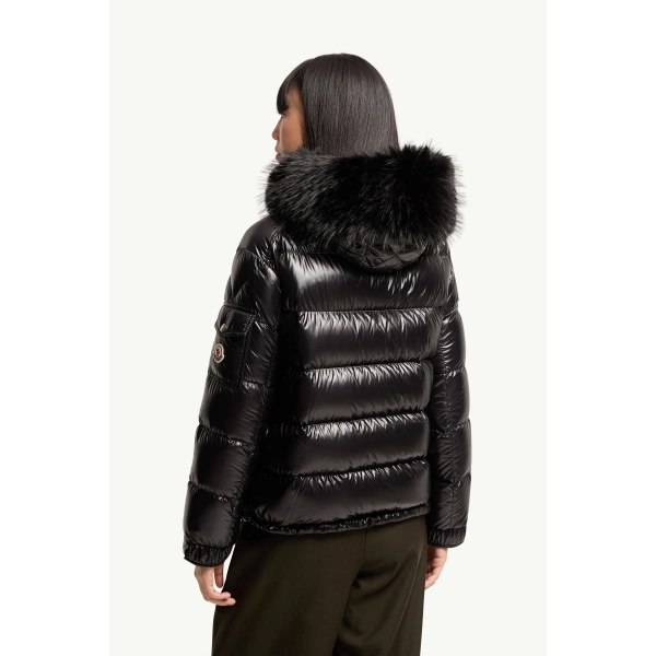 Moncler Hypolais Hooded Short Down Jacket in Black, view 5 | Women's Puffer Jackets | Coveti