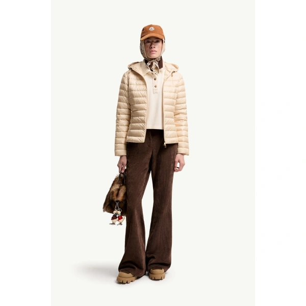 Moncler Igelhood Short Down Jacket in Light Beige, view 2 | Women's Puffer Jackets | Coveti