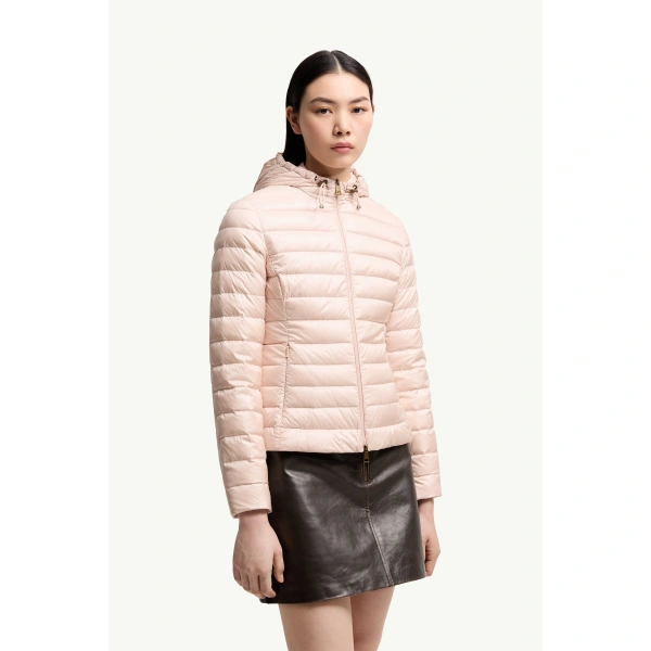 Moncler Igelhood Short Down Jacket in Pink, view 4 | Women's Puffer Jackets | Coveti