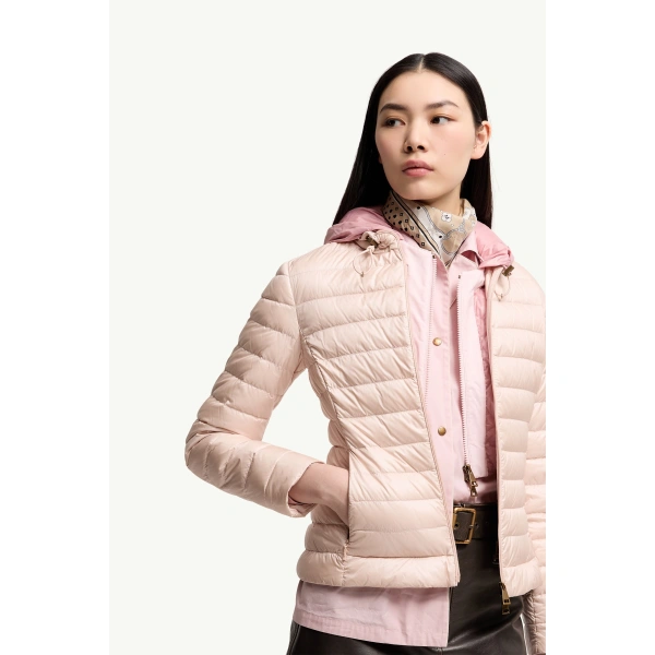 Moncler Igelhood Short Down Jacket in Pink, view 6 | Women's Puffer Jackets | Coveti
