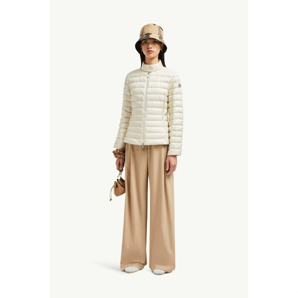 Moncler Igelle Short Down Jacket in White Ivory, view 2 | Women's Puffer Jackets | Coveti