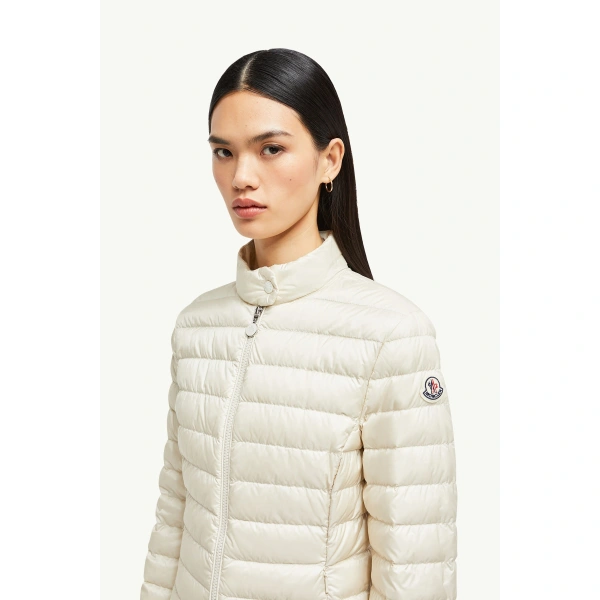 Moncler Igelle Short Down Jacket in White Ivory, view 3 | Women's Puffer Jackets | Coveti