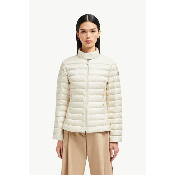 Moncler Igelle Short Down Jacket in White Ivory, view 4 | Women's Puffer Jackets | Coveti