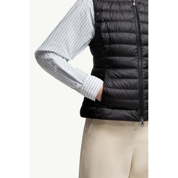 Moncler Igens Down Gilet in Black, view 6 | Women's Vests and Gilets | Coveti