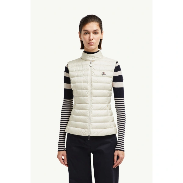 Moncler Igens Down Gilet in Light Beige, view 4 | Women's Vests and Gilets | Coveti