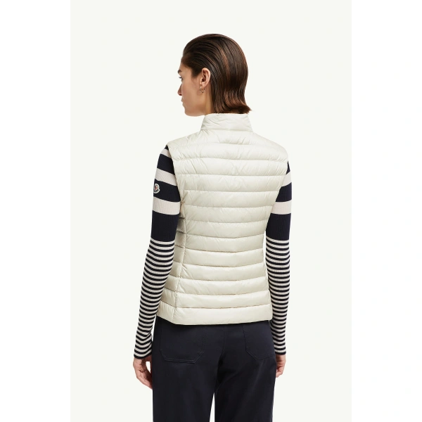 Moncler Igens Down Gilet in Light Beige, view 5 | Women's Vests and Gilets | Coveti