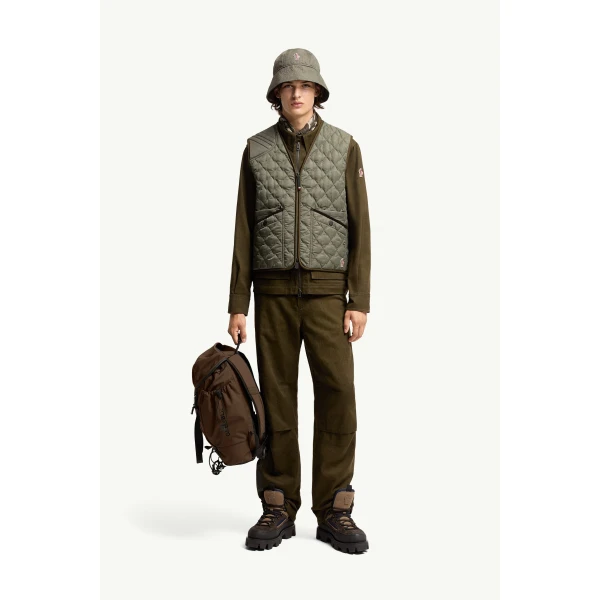 Moncler Ilmen Padded Gilet in Sage Green, view 2 | Men's Jackets | Coveti