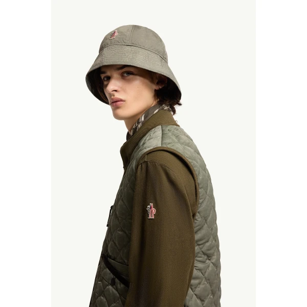 Moncler Ilmen Padded Gilet in Sage Green, view 3 | Men's Jackets | Coveti