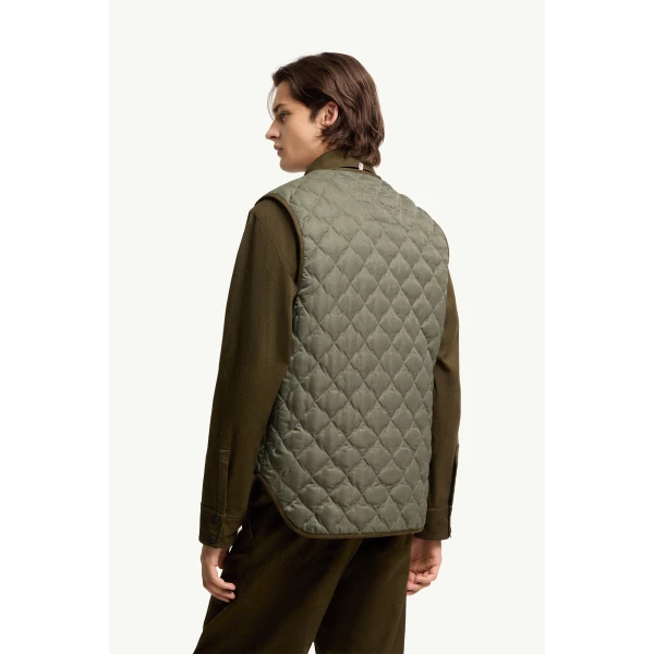 Moncler Ilmen Padded Gilet in Sage Green, view 5 | Men's Jackets | Coveti