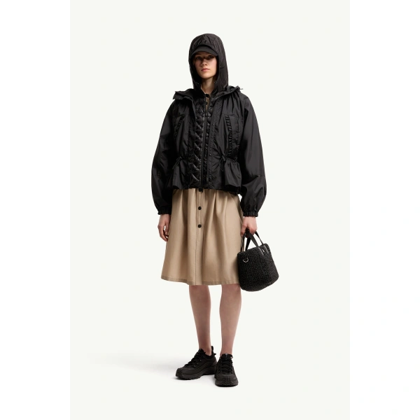 Moncler Imaginaire Canvas Short Parka in Black, view 2 | Women's Jackets | Coveti