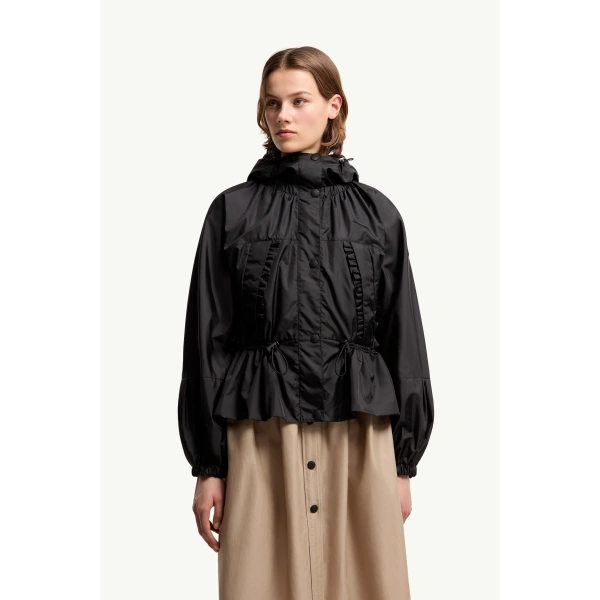 Moncler Imaginaire Canvas Short Parka in Black, view 4 | Women's Jackets | Coveti