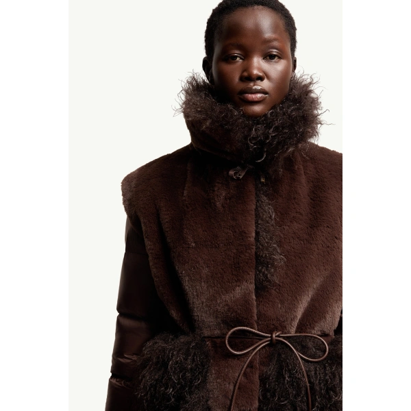Moncler Immersif 2-in-1 Short Down Jacket in Brown, view 6 | Women's Puffer Jackets | Coveti