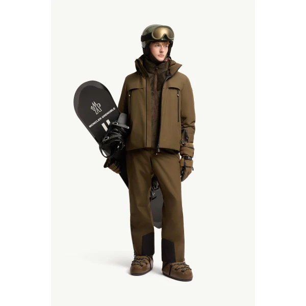 Moncler Insulated GORE-TEX Ski Bib in Olive Green, view 2 | Men's Skiwear | Coveti