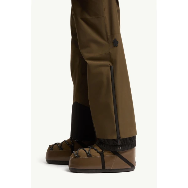 Moncler Insulated GORE-TEX Ski Bib in Olive Green, view 3 | Men's Skiwear | Coveti