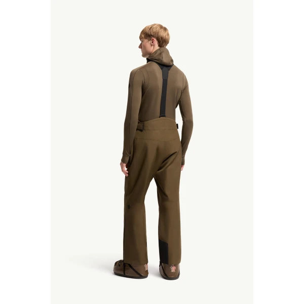 Moncler Insulated GORE-TEX Ski Bib in Olive Green, view 5 | Men's Skiwear | Coveti
