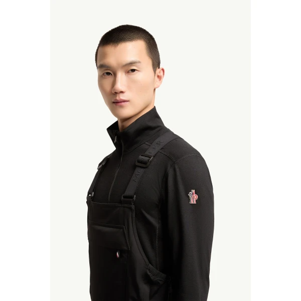 Moncler Insulated Ski Bib in Black, view 3 | Men's Skiwear | Coveti