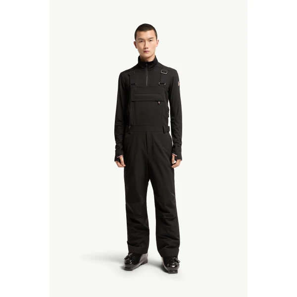 Moncler Insulated Ski Bib in Black, view 4 | Men's Skiwear | Coveti