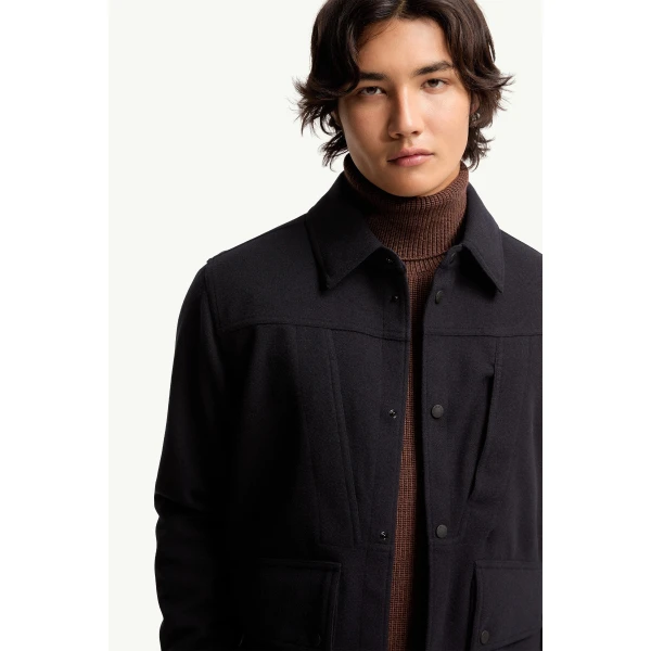 Moncler Interlock Long Sleeve Shirt in Navy Blue, view 6 | Men's Shirts | Coveti