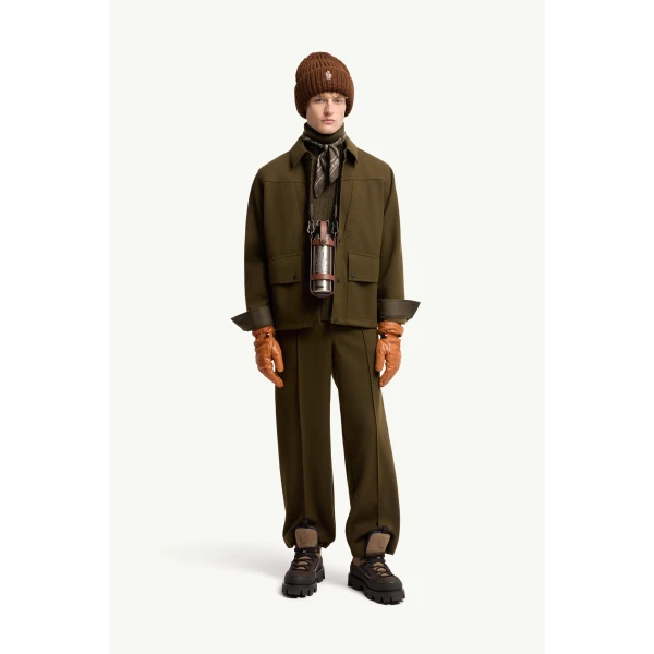 Moncler Interlock Long Sleeve Shirt in Olive Green, view 2 | Men's Shirts | Coveti