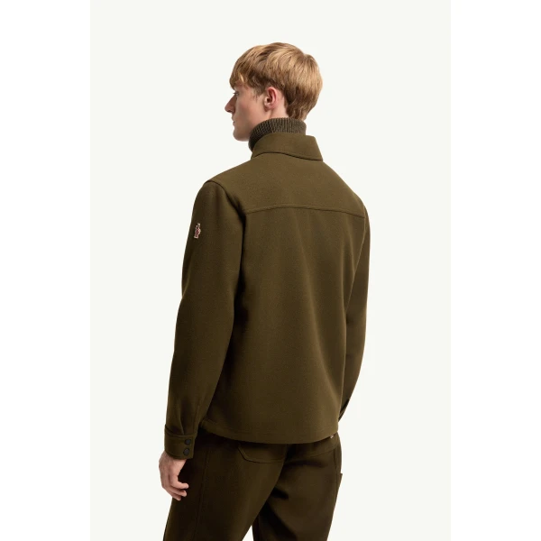Moncler Interlock Long Sleeve Shirt in Olive Green, view 5 | Men's Shirts | Coveti