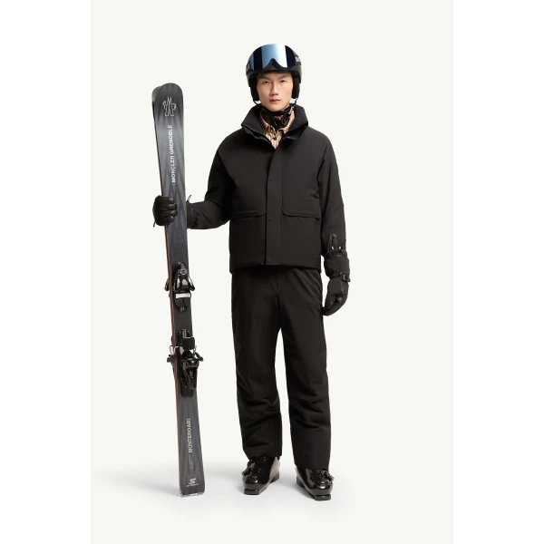 Moncler Irrenberg Hooded Insulated Ski Jacket in Black, view 2 | Men's Skiwear | Coveti