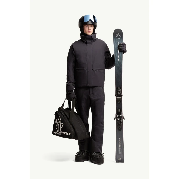Moncler Irrenberg Hooded Insulated Ski Jacket in Navy Blue, view 2 | Men's Skiwear | Coveti