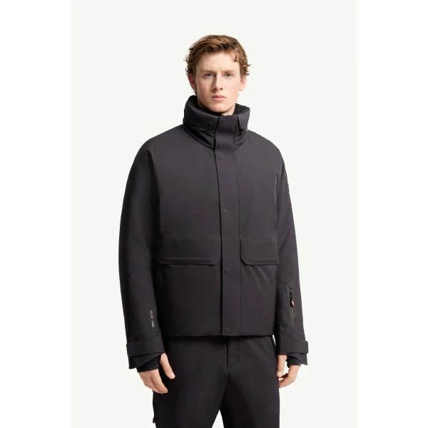 Moncler Irrenberg Hooded Insulated Ski Jacket in Navy Blue, view 4 | Men's Skiwear | Coveti