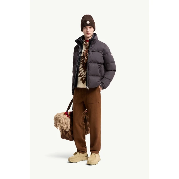 Moncler Isenviel Cotton Poplin Short Down Jacket in Dark Blue, view 2 | Men's Jackets | Coveti