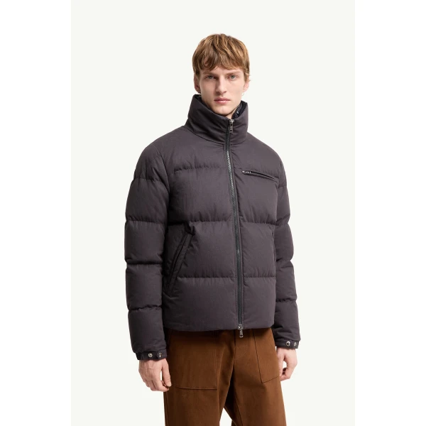 Moncler Isenviel Cotton Poplin Short Down Jacket in Dark Blue, view 4 | Men's Jackets | Coveti