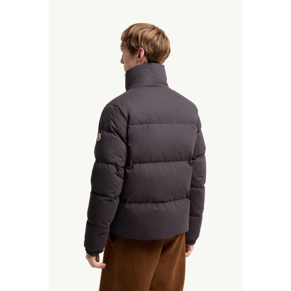 Moncler Isenviel Cotton Poplin Short Down Jacket in Dark Blue, view 5 | Men's Jackets | Coveti