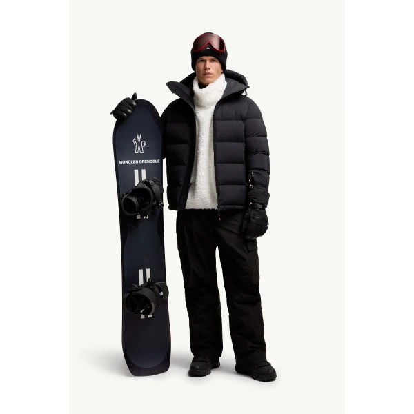 Moncler Isorno Hooded Insulated Ski Jacket in Black, view 2 | Men's Skiwear | Coveti